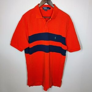 Polo Ralph Lauren Rugby Stripe Polo Shirt Orange Blue Mens Large Gators Preppy